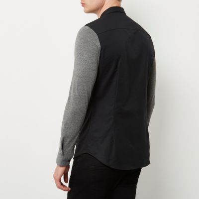 Black Oxford contrast sleeve shirt